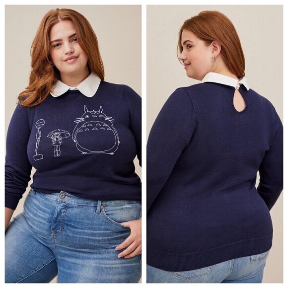 Torrid Her Universe Sweater Plus 1X Studio Ghibli My Neighbor Totoro Blue - Picture 1 of 16